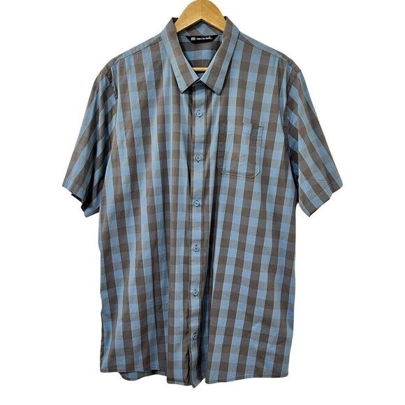 Travis Matthew Golf Plaid Button Up Shirt Size XXL Blue Preppy Performance Mens - Picture 1 of 8